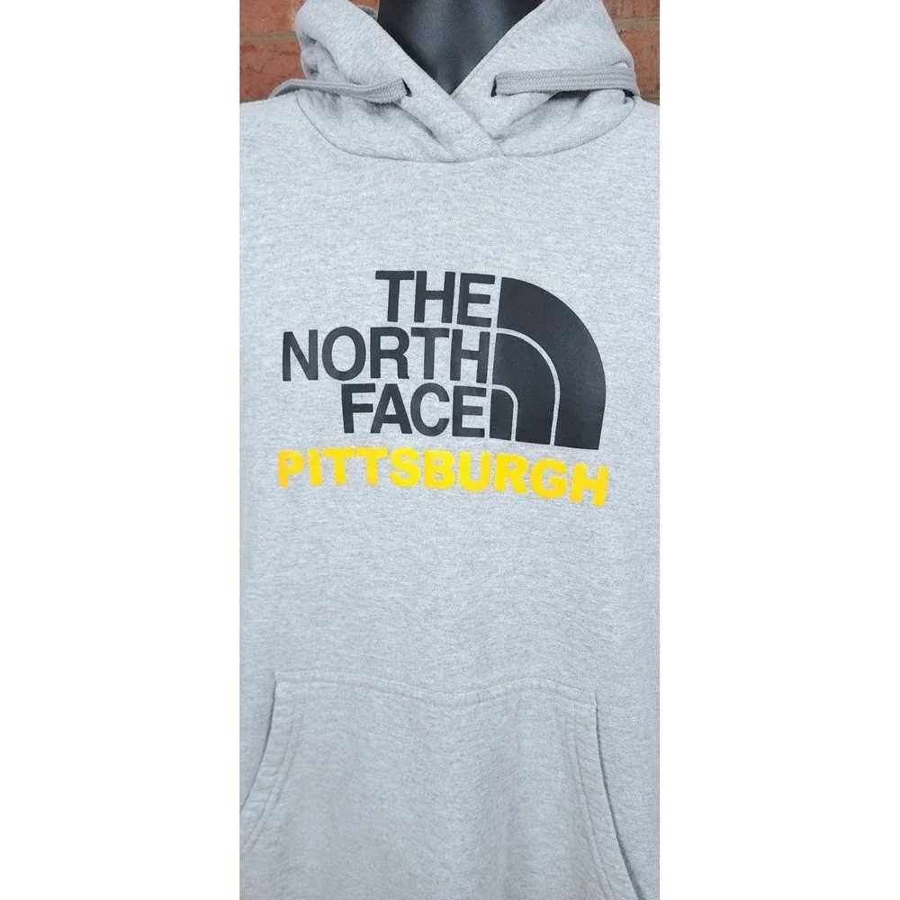 The North Face Pittsburgh‎ Hoodie Sweatshirt Size XL Gray Fleece Lined Pullover